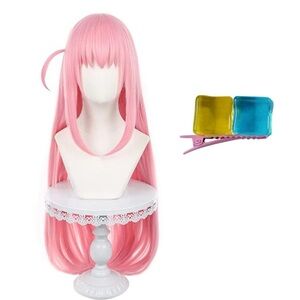 Long Pink Synthetic Wig with Bangs Bocchi the Rock Cosplay NWOT